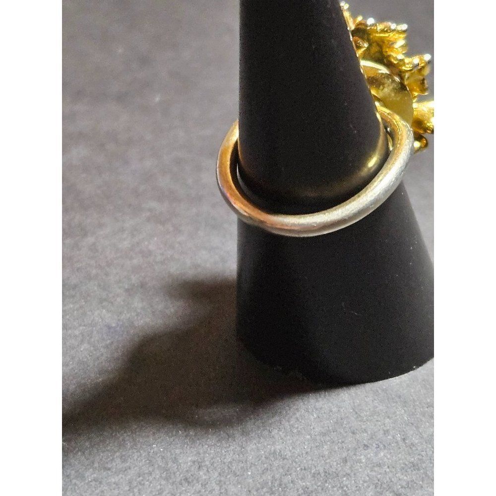 Gold plated green jade antique adjustable ring - Picture 5 of 11
